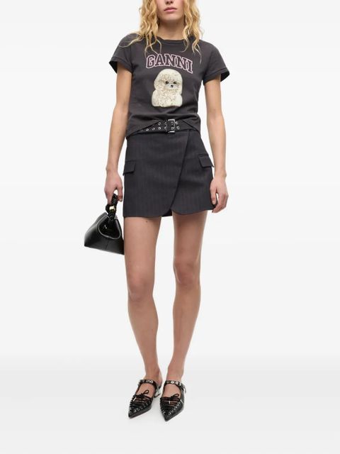 GANNI belted mini skirt - Black