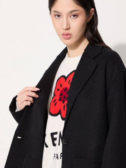 Kenzo kurtka wełniana Double Face Workwear Jacket kolor czarny przejściowa FE62VE2559WA.99