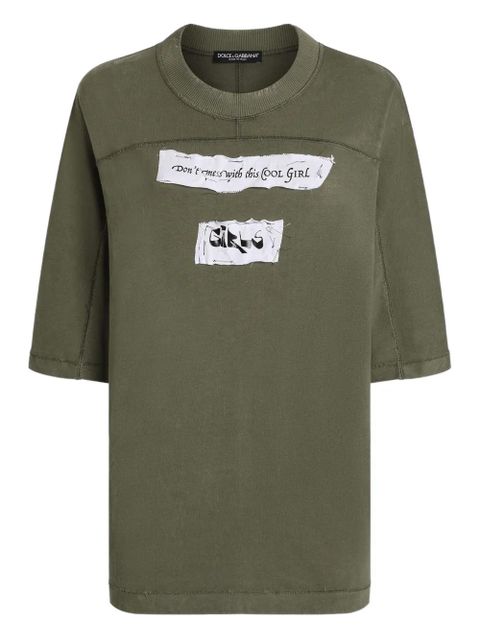 Dolce & Gabbana panelled graphic-print T-shirt - Green - zdjęcie produktu nr 1