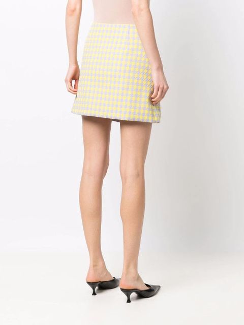 Versace Medusa check-pattern wool skirt - Yellow