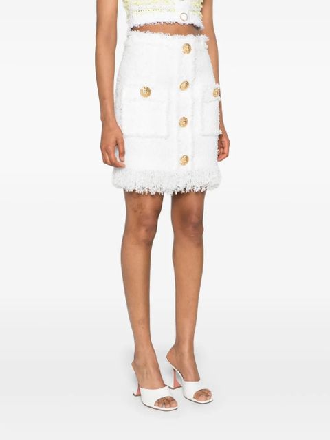 Balmain high-waist tweed miniskirt - White