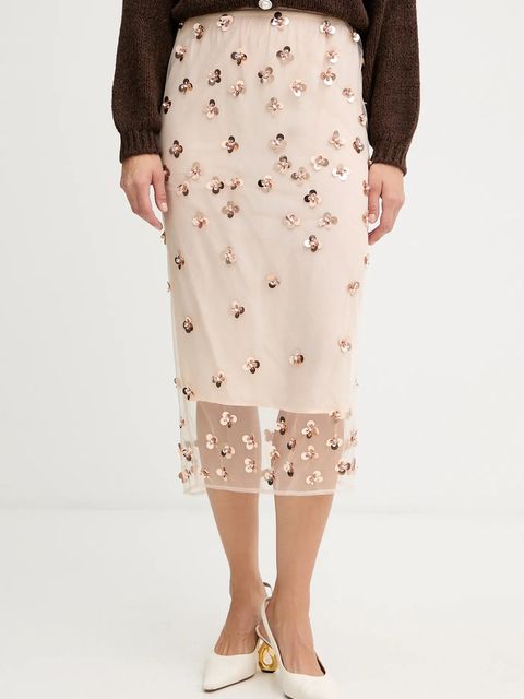 Forte Forte spódnica kolor beżowy midi prosta 14356.myskirt