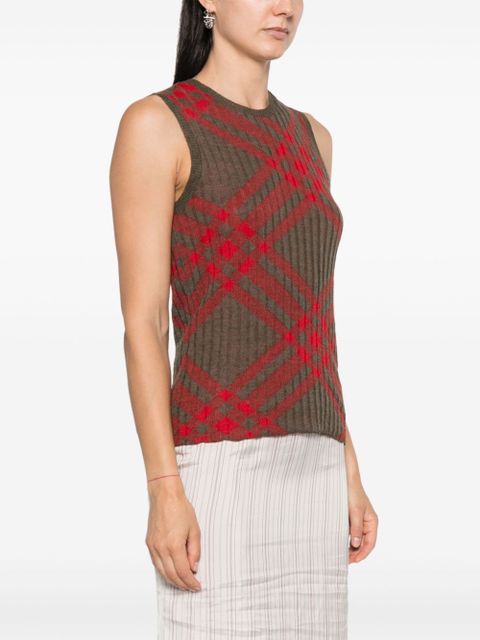Burberry Check Wool Blend Tank Top - Brown
