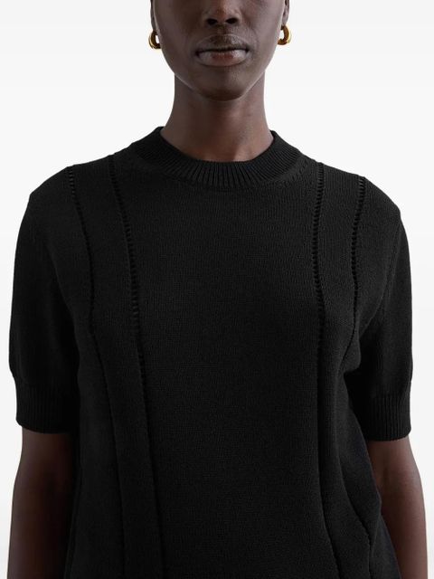 Jil Sander pointelle knitted t-shirt - Black - zdjęcie produktu nr 2