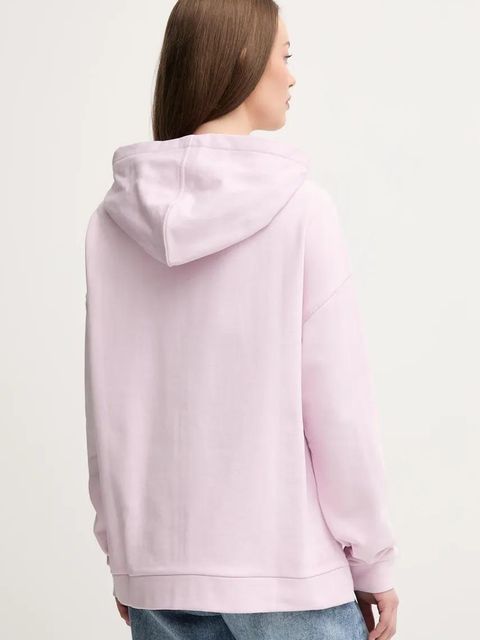 United Colors of Benetton bluza bawełniana damska kolor różowy z kapturem gładka 3UNID500R