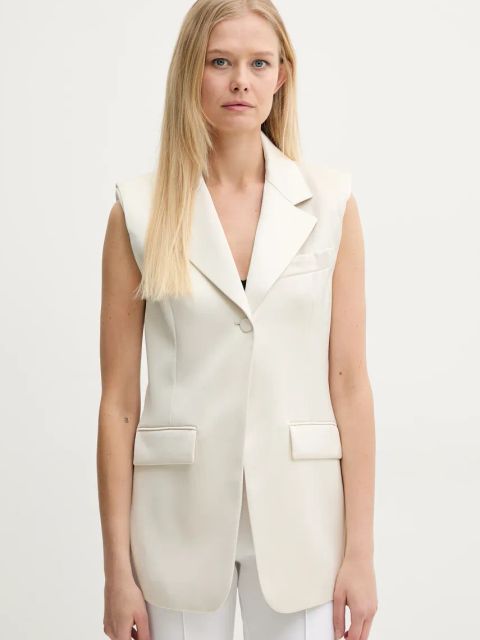 Patrizia Pepe kamizelka kolor beżowy jednorzędowa 2S1523 A563