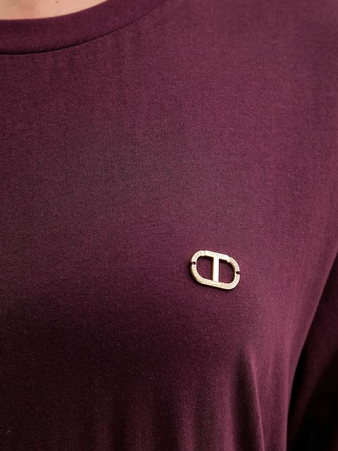 Twinset t-shirt bawełniany damski kolor bordowy 252TP2057