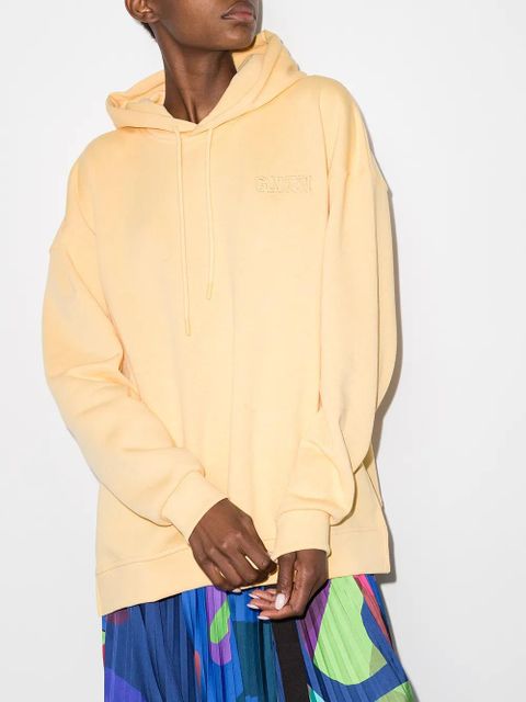 GANNI logo-embroidered oversized hoodie - Yellow