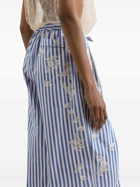 Dolce & Gabbana striped poplin trousers with embroidery and rhinestones - Blue