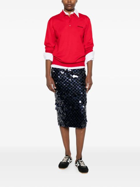 Miu Miu logo-intarsia polo shirt - Red - zdjęcie produktu nr 2