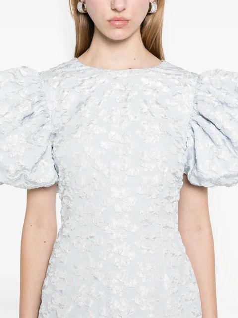 ROTATE BIRGER CHRISTENSEN jacquard puffy midi dress - Blue