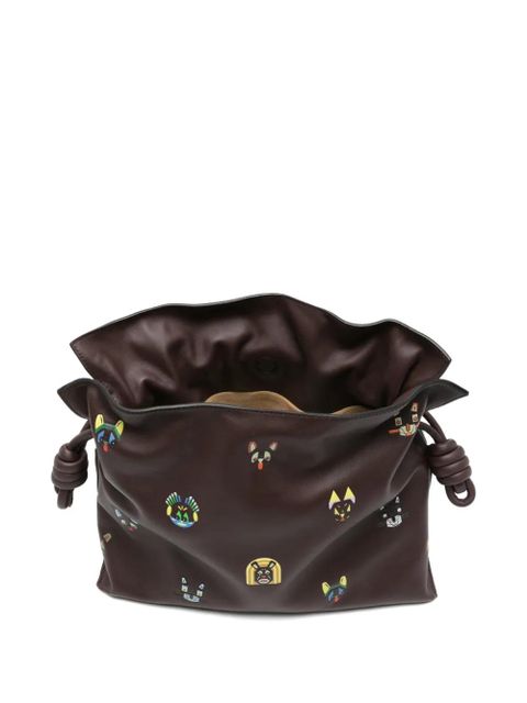 LOEWE medium Flamenco leather clutch bag - Brown