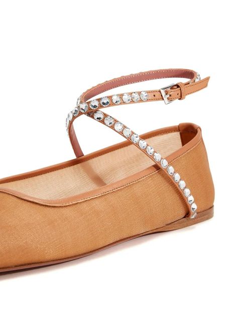 Amina Muaddi mesh ballerina shoes - Brown