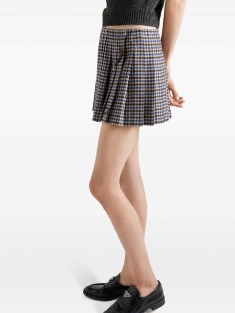 Prada checked wool mini skirt - Brown - zdjęcie produktu nr 2