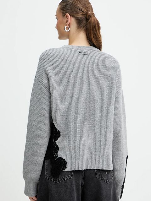Pinko sweter z dodatkiem wełny damski kolor szary 105505 A2R1