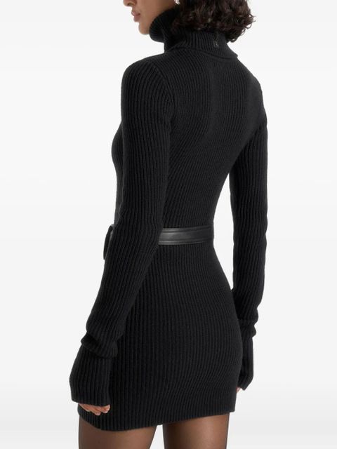 Manière De Voir Kalia turtleneck belted knitted mini dress - Black