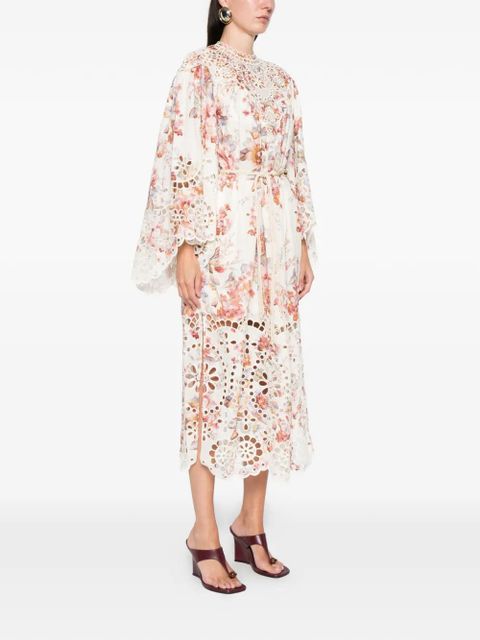 ZIMMERMANN Awaken embroidered yoke midi dress - Neutrals