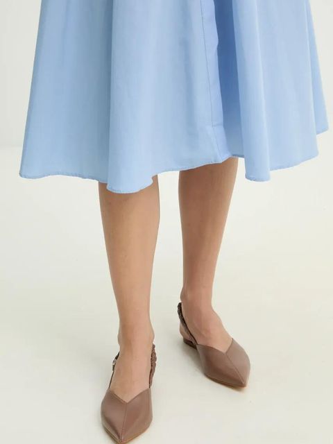 Answear.LAB baleriny skórzane kolor brązowy z odkrytą piętą