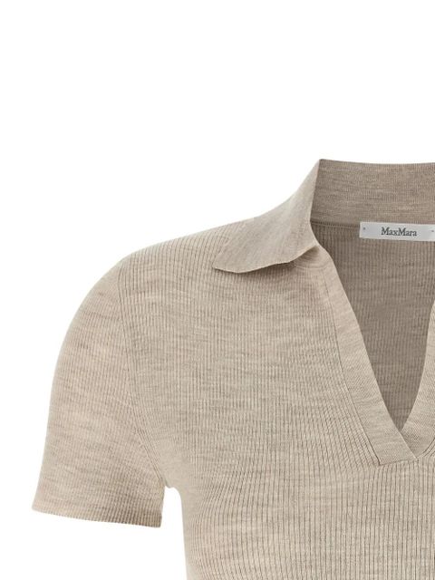 Max Mara Mxmalbero ribbed V-neck polo shirt - Neutrals - zdjęcie produktu nr 2