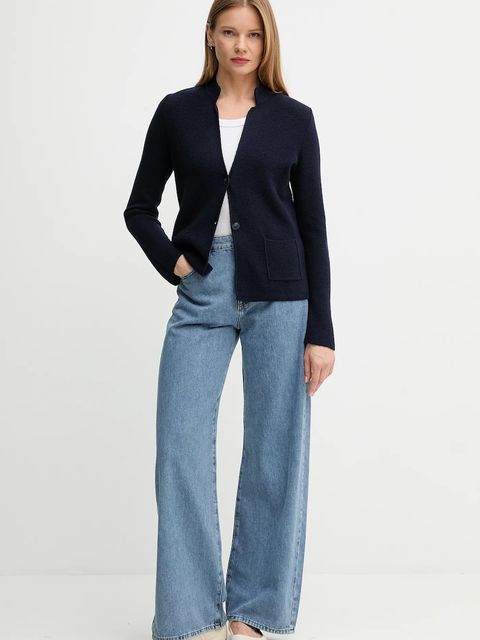 United Colors of Benetton kardigan z dodatkiem wełny kolor granatowy 1235D6934 - zdjęcie produktu nr 2