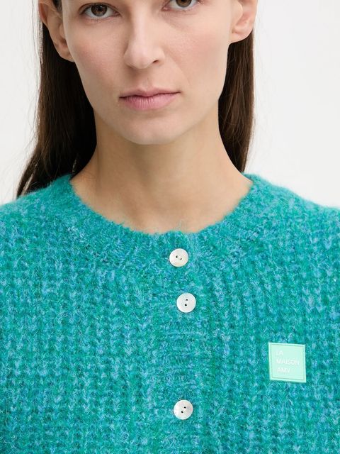 American Vintage kamizelka z dodatkiem wełny damski kolor turkusowy ciepły EAST19MM