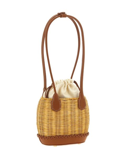 Self-Portrait woven basket bag - Brown