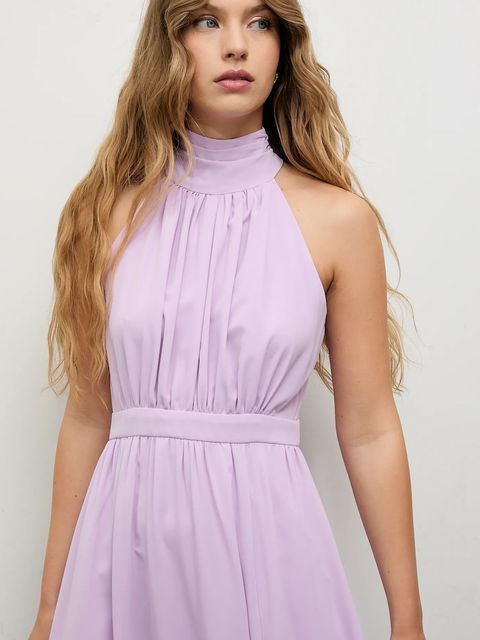 Answear.LAB sukienka kolor różowy maxi rozkloszowana