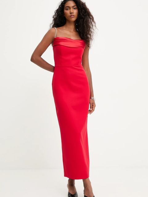 Answear.LAB sukienka kolor czerwony maxi dopasowana - zdjęcie produktu nr 1