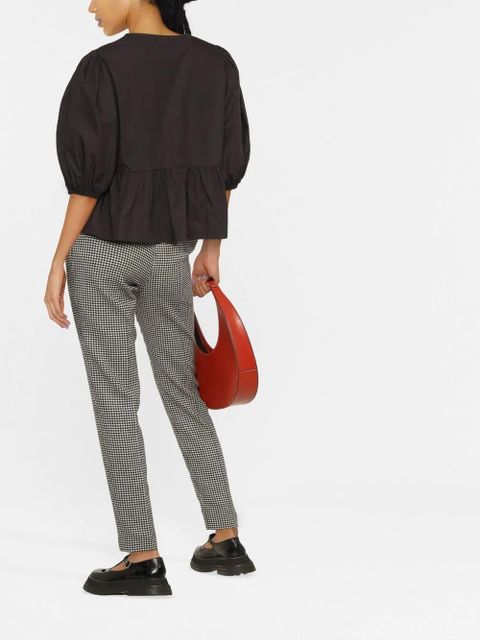 GANNI puff-sleeved peplum blouse - Black