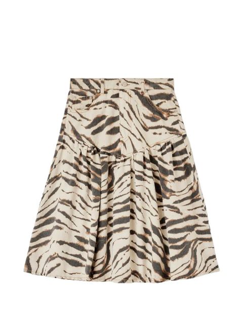 GANNI zebra-print gathered skirt - Neutrals - zdjęcie produktu nr 1