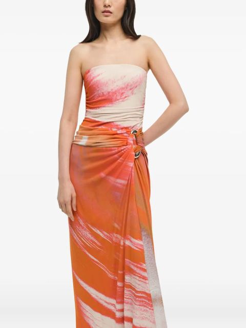 Simkhai marble-print strapless top - Orange