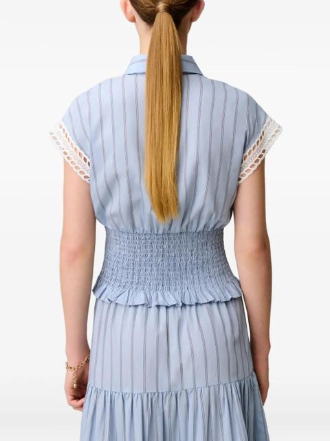 Claudie Pierlot stripe-pattern smocked-waist shirt - Blue