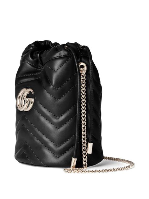 Gucci GG Marmont chevron-stitching logo-plaque mini bag - Black