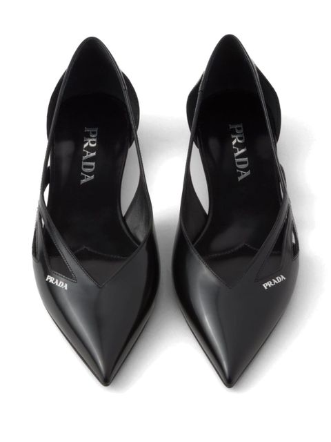 Prada leather cut-out ballerinas - Black