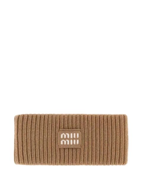Miu Miu logo-patch hairband - Neutrals - zdjęcie produktu nr 1