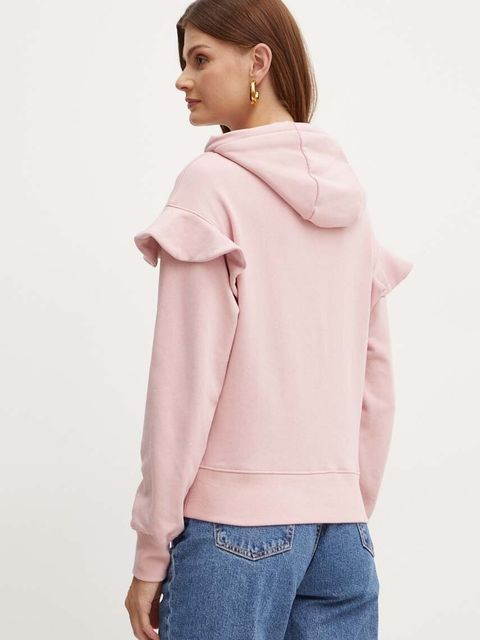 Silvian Heach bluza bawełniana LINDER damska kolor różowy z kapturem gładka GPA24338FE