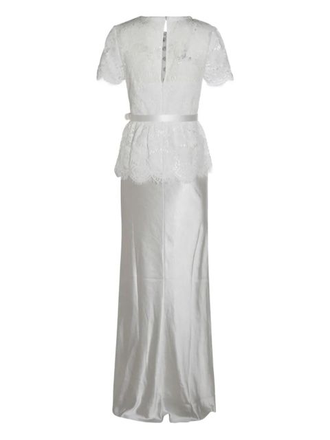 Self-Portrait embellished peplum lace maxi dress - White