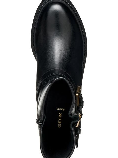 Geox botki skórzane D IRIDEA damskie kolor czarny na płaskim obcasie D56HRD 00043 C9999