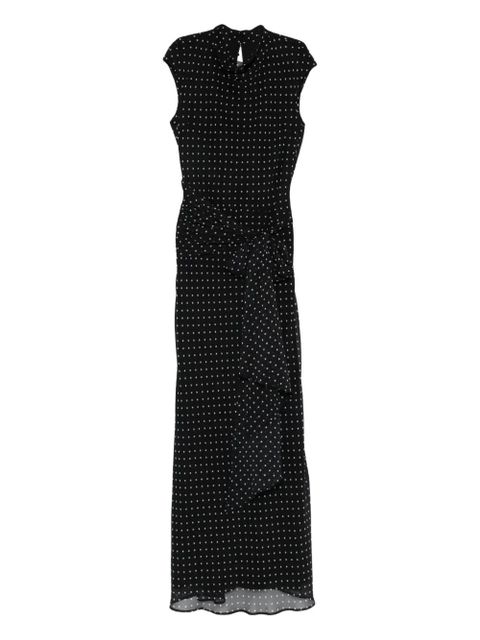 ROTATE BIRGER CHRISTENSEN Tie Polka Dot Maxi Dress - Black - zdjęcie produktu nr 1