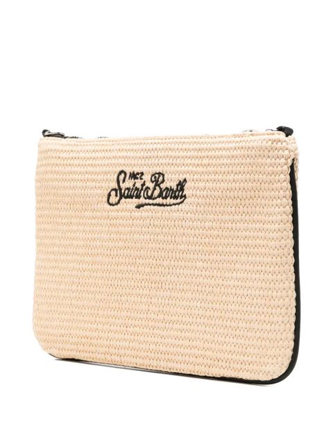 MC2 Saint Barth Parisienne logo-embroidered woven clutch bag - Neutrals