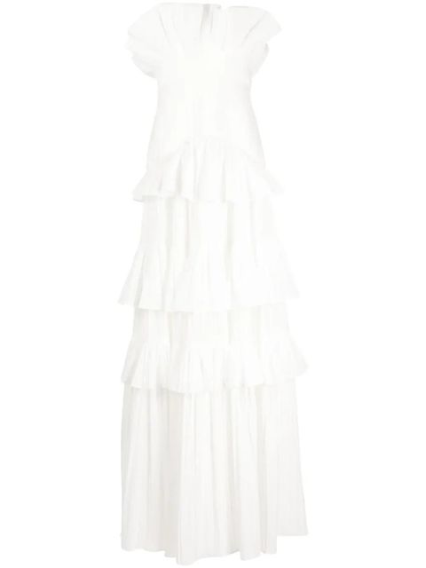 Acler Ascot ruffled strapless gown - White - zdjęcie produktu nr 1