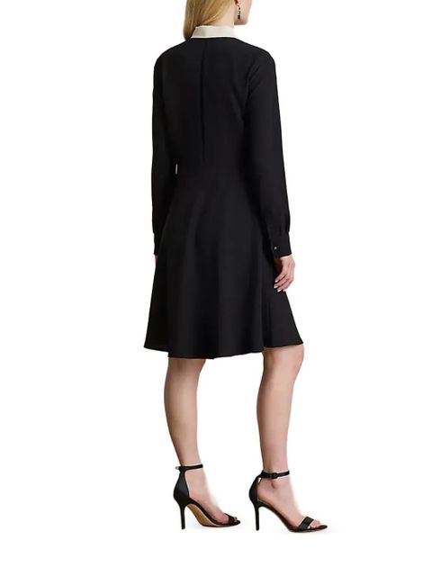 Lauren Ralph Lauren Georgette collared bow midi dress - Black