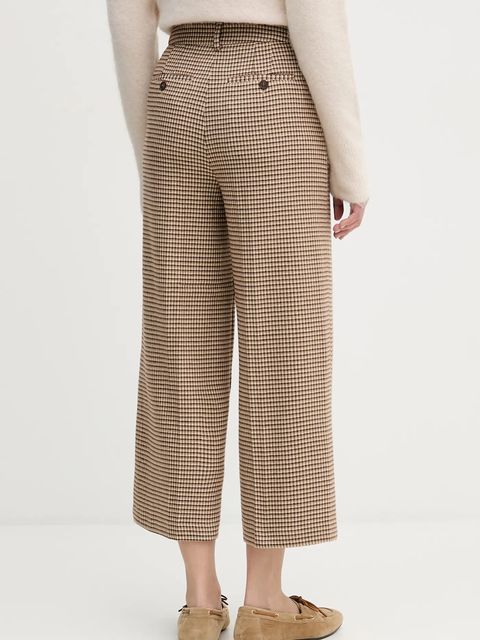 United Colors of Benetton spodnie damskie kolor beżowy fason culottes high waist 44BWDF0AA