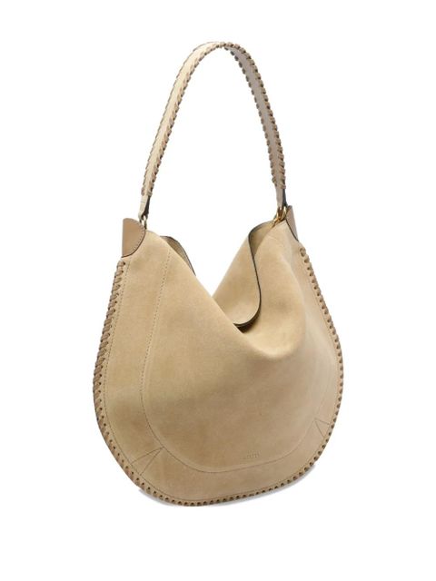 ISABEL MARANT Oskan braided-trim suede shoulder bag - Neutrals
