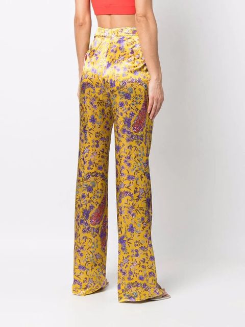 ETRO floral-print flared trousers - Yellow