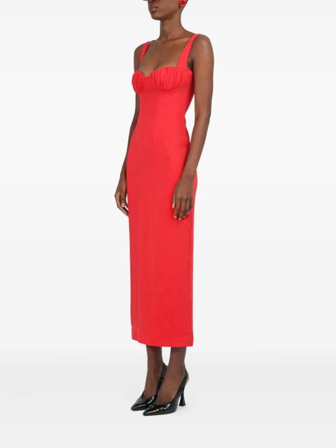 Rowen Rose gathered-detail sleeveless midi dress