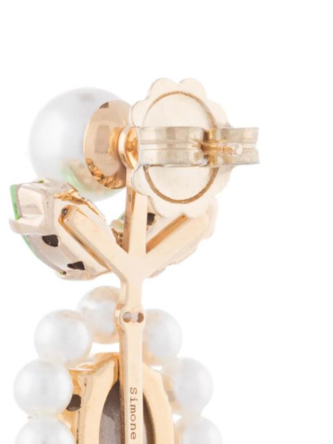 Simone Rocha faux pearl crystal earrings - Green