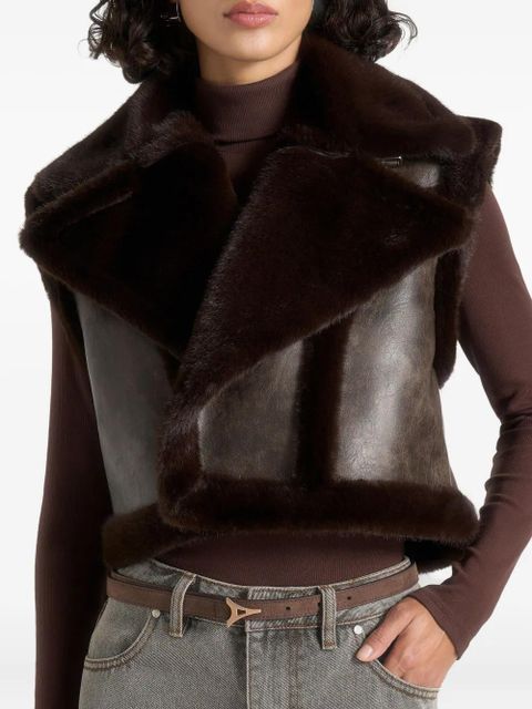 Manière De Voir Kena plush detachable-sleeves jacket - Brown