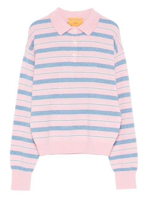 Guest In Residence striped knitted polo top - Pink - zdjęcie produktu nr 1