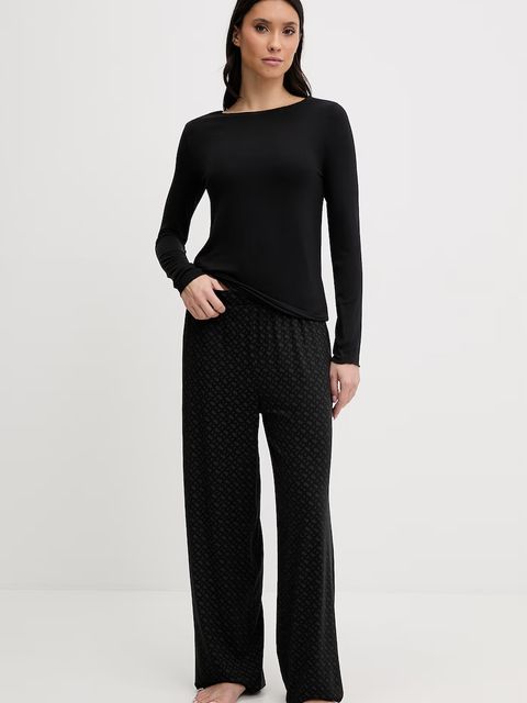 United Colors of Benetton longsleeve piżamowy z domieszką lnu - zdjęcie produktu nr 2